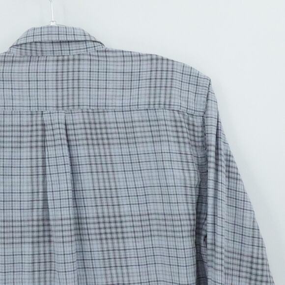 Billy Reid Shirt Mens Large‎ Plaid Gray Blue Standard Long Sleeve Casual Preppy - Picture 9 of 16